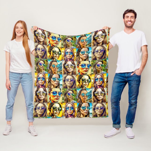 Coole Chicks in Sonnenbrille AI Art Fleecedecke (Beispiel)
