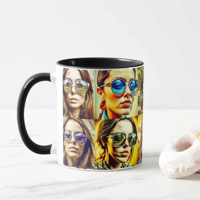 Coole Chicks in Sonnenbrille AI Art Tasse (Mit Donut)