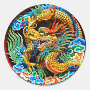 Coole chinesische Blume Runder Aufkleber