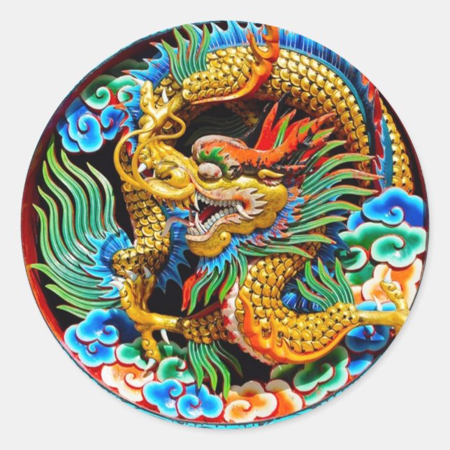 Coole chinesische Blume Runder Aufkleber (Vorderseite)