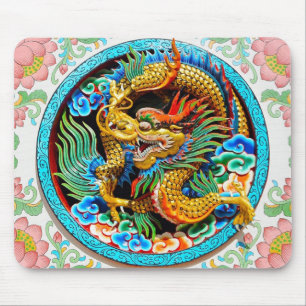 Coole chinesische bunte Drachefarben-Lotos-Blume Mousepad