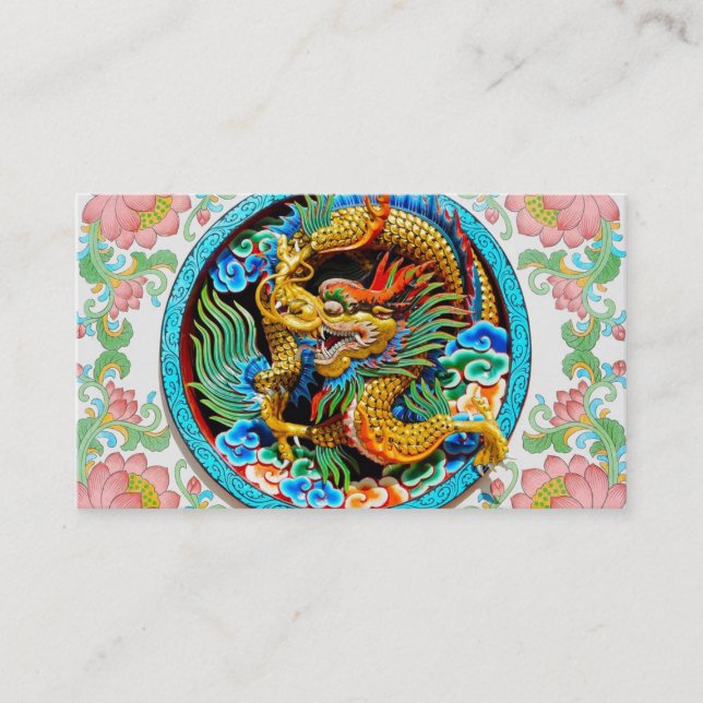 Coole chinesische bunte Drachefarben-Lotos-Blume Visitenkarte (Vorderseite)