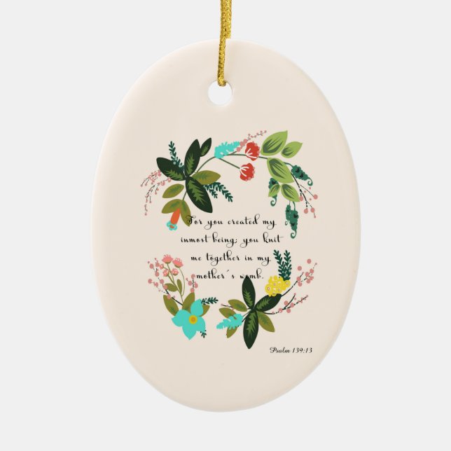 Coole christliche Kunst - Psalm-139:13 Keramikornament (Vorne)