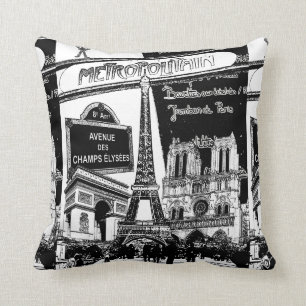 Coole Collage der Foto-Illustrationen von Paris Kissen