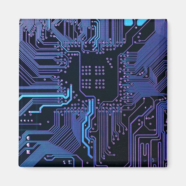 Coole Computerplatine blau Magnet (Vorne)