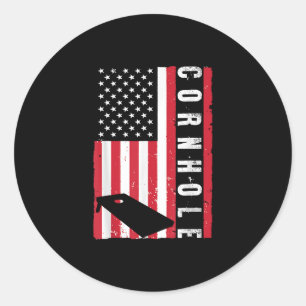 Coole Cornhole-Kunst Amerikanische Flagge Corn Hol Runder Aufkleber