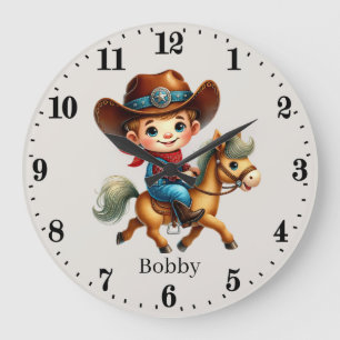 Coole Cowboys geben Jungs Platz Große Wanduhr