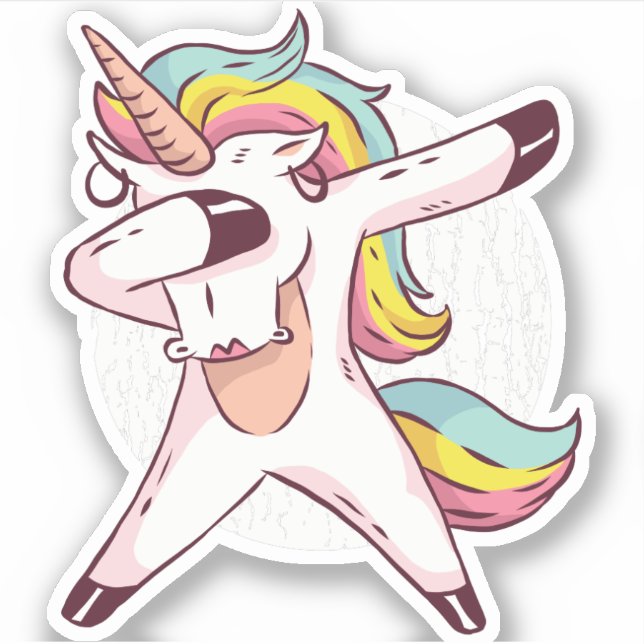 Coole Dabbing Einhorn Regenbogen Trendy Dance Move Aufkleber (Vorderseite)