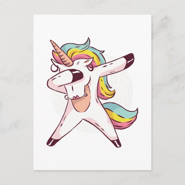 Coole Dabbing Einhorn Regenbogen Trendy Dance Move Postkarte (Vorderseite)