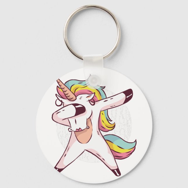 Coole Dabbing Einhorn Regenbogen Trendy Dance Move Schlüsselanhänger (Vorderseite)
