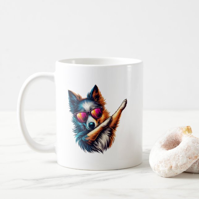Coole Dabbing-Hunde-Kunst Kaffeetasse (Mit Donut)