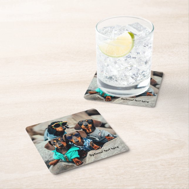 Coole Dackel Gang Drink Coasters Rechteckiger Pappuntersetzer (Vor Ort)