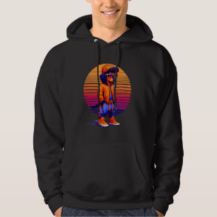 Coole Dackel Hund Modernes, urbanes Sunset Retro Hoodie