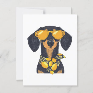 Coole Dackel Hunde Sonnenbrille Zitronen Postkarte