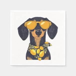 Coole Dackel-Hundesonnenbrille Zitronen Serviette