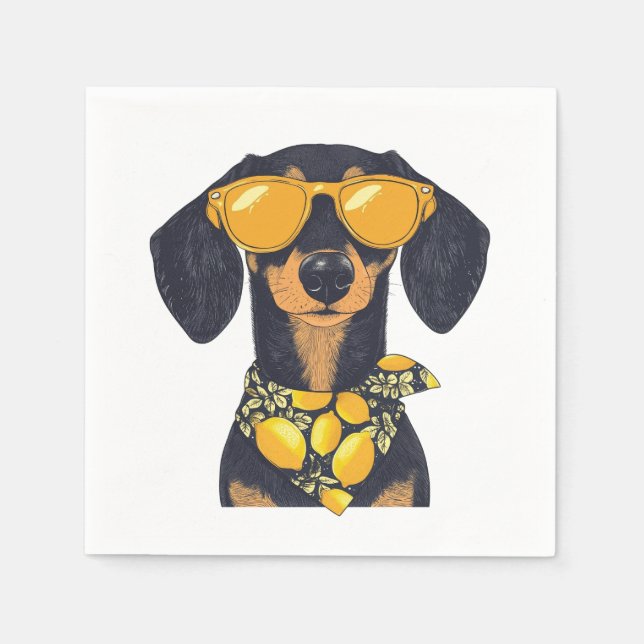 Coole Dackel-Hundesonnenbrille Zitronen Serviette (Vorderseite)
