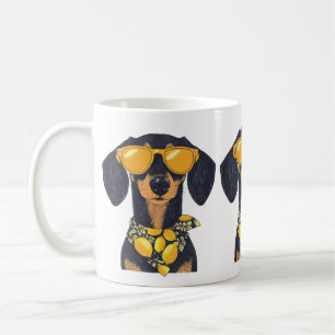 Coole Dackel-Hundesonnenbrillen Zitronen Kaffeetasse