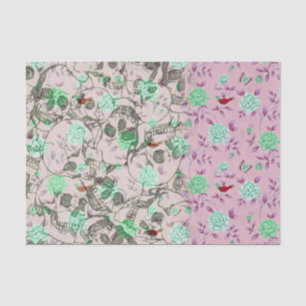 Coole Dame Grunge Skulls und aquamarines u. rosa Seidenpapier