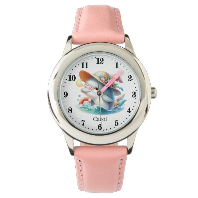 Coole Delfinfreunde geben Namen Armbanduhr (Vorderseite)