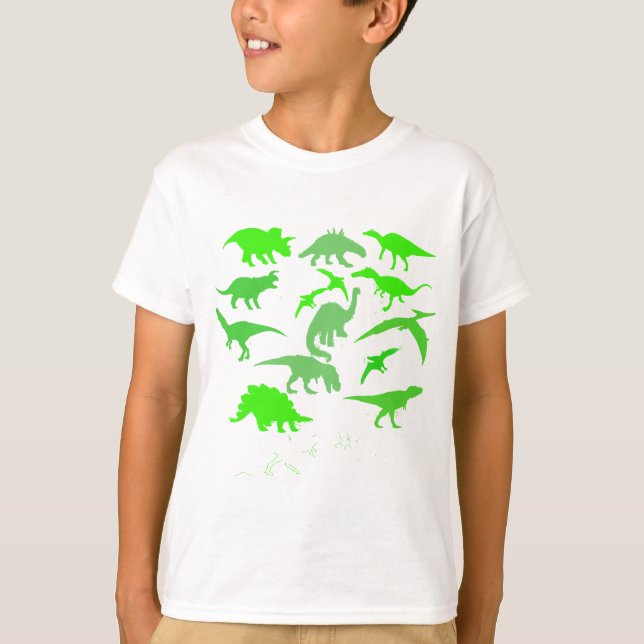 Coole Dinosaurier Collage Hoodie Sweatshirt T-Shirt (Vorderseite)