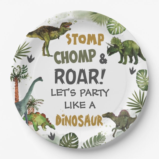Coole Dinosaurier Jurassic Boy Geburtstagsparty Pappteller (Vorderseite)