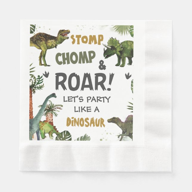 Coole Dinosaurier Jurassic Boy Geburtstagsparty Serviette (Vorderseite)