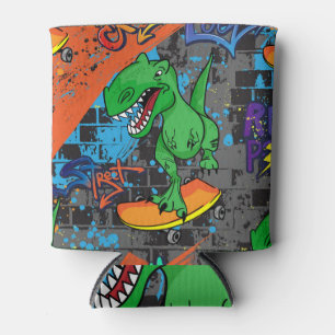 Coole Dinosaurier Skateboard Nahtloses Muster Dosenkühler