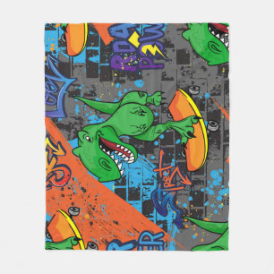 Coole Dinosaurier Skateboard Nahtloses Muster Fleecedecke