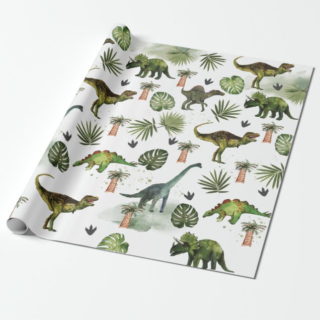 Coole Dinosaurier T-Rex Jurrasic Greenerity Decoup Geschenkpapier (Ungerollt)