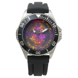 Coole Disco Ball Rainbow-Hartglas-Printwerbung Armbanduhr