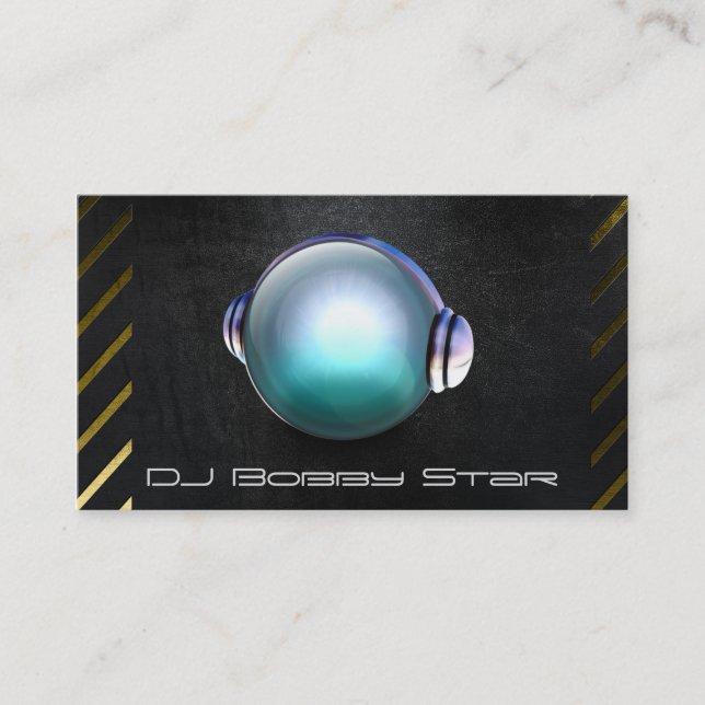 Coole DJ-schwarze Stahlgeschäftskarte mit 3D DJ Visitenkarte (Vorderseite)