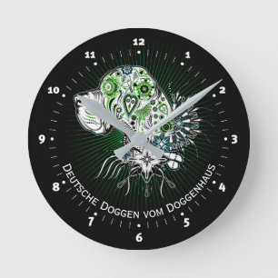 Coole Dogge mit individueller Aufschrift Runde Wanduhr