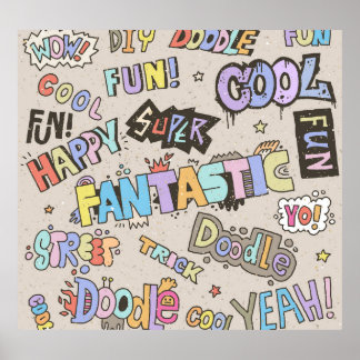 Coole Doodle Buchstaben Vintag Poster
