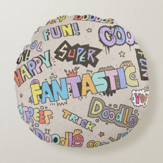Coole Doodle Buchstaben Vintag Rundes Kissen