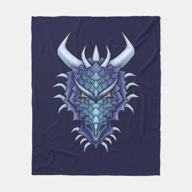 Coole Drachenkunst - Lila Drachenkopf Fleecedecke (Vorderseite)