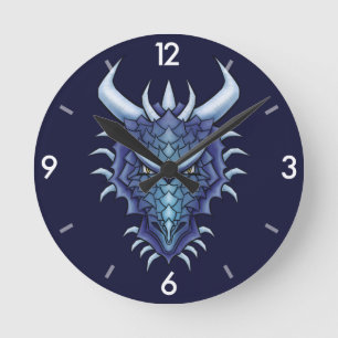 Coole Drachenkunst - Lila Drachenkopf Runde Wanduhr