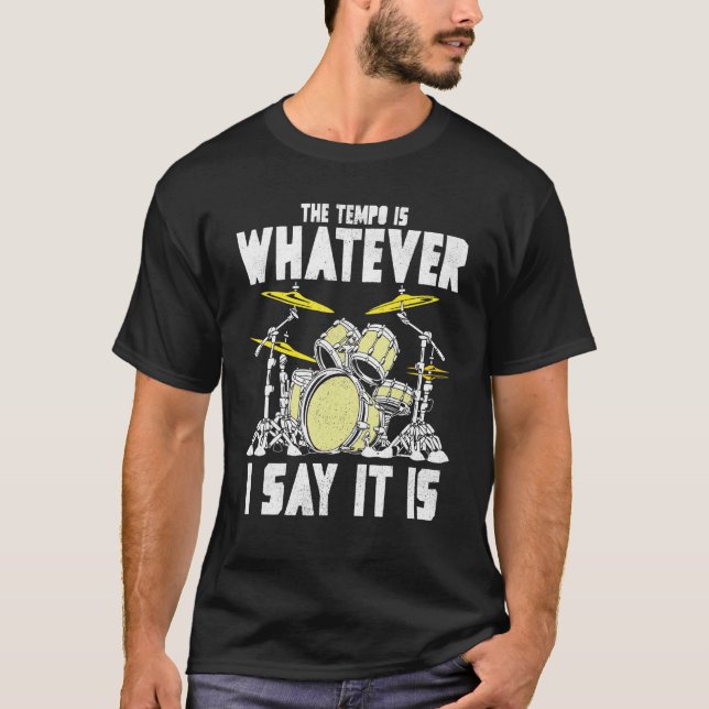 Coole Drummer-Grafik Männer Drum-Set Drumming T-Shirt (Vorderseite)