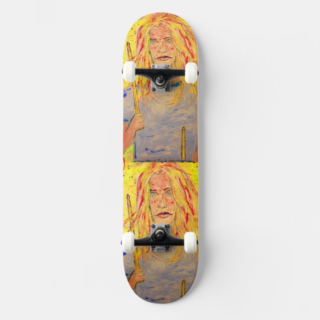 coole Drummerin Skateboard (Vorderseite)
