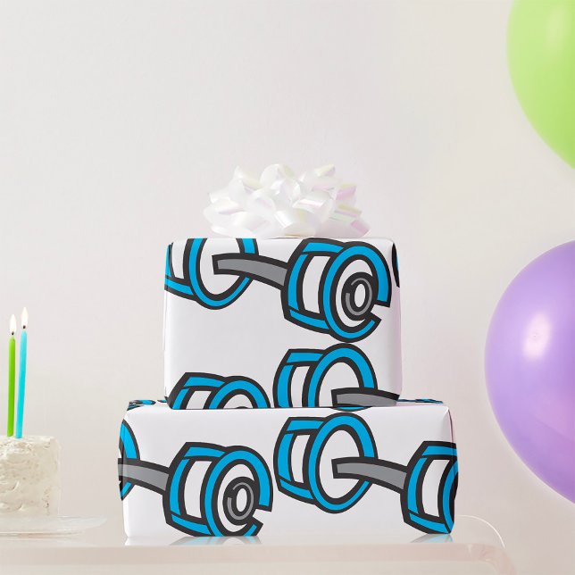 Coole Dumbell Fitness Blau und Grau Gym Graphic Geschenkpapier (Von Creator hochgeladen)