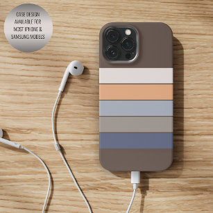 Coole dunkelblaue Beige Orange Grau Kunst Streifen iPhone 13 Pro Max Hülle