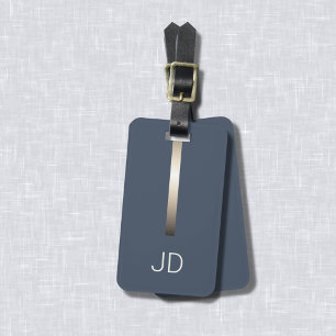 Coole dunkelblaue Imitate Meterstreifen Monogramm Gepäckanhänger