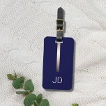 Coole Dunkle Navy Blue Imitats Metal Strip Monogra Gepäckanhänger<br><div class="desc">Elegante,  individuell anpassbare dunkelblaue Gepäckmarke mit IMITATEN Metallstreifen und Ihrem fett-Monogramm.</div>