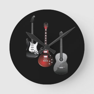 Coole E-Gitarren für Musikliebhaber Personalisiert Runde Wanduhr