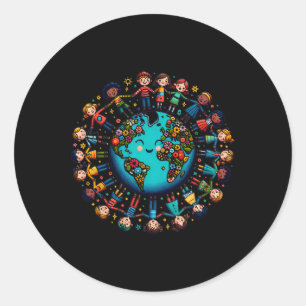 Coole Earth Day Children kämpfen gegen den Klimawa Runder Aufkleber