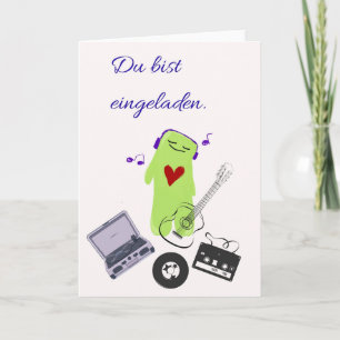 Coole Einladungskarte mit Musik, Gitarre & Retro-S
