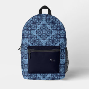 Coole Einzigartige Blaue Mandala Muster Monogramm- Bedruckter Rucksack