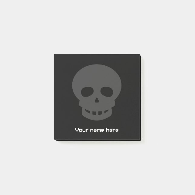 Coole einzigartige Goth Skull Grau Schwarz Post-it Klebezettel (Vorderseite)