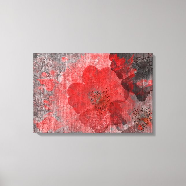 Coole, einzigartige Rot-Grau-Blume im asiatischen  Leinwanddruck (Vorderseite)