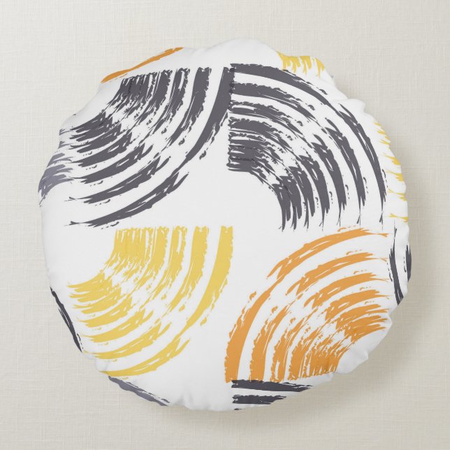 Coole, einzigartige, trendige, bunte Pinselstriche Rundes Kissen (Rückseite)