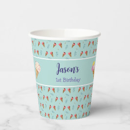 Coole Eiscreme Cone Pastel Green Kids Boy Geburtst Pappbecher